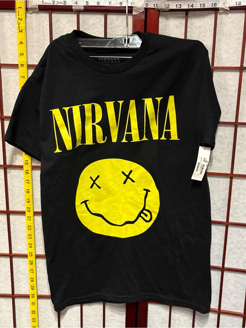 NIRVANA Black T‑Shirt with Yellow Logo Smiley nwt